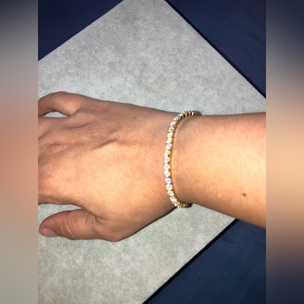 Adjustable Gold and Cubic Zirconia Tennis Bracelet